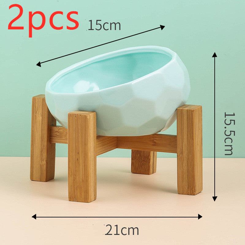 Tilted Ceramic Cat Bowl