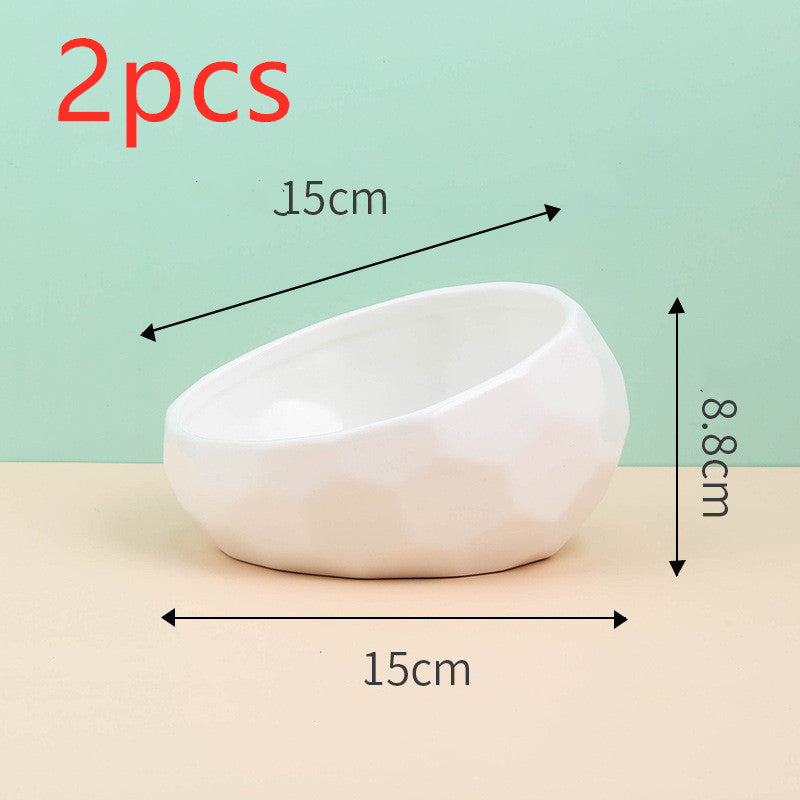 Tilted Ceramic Cat Bowl