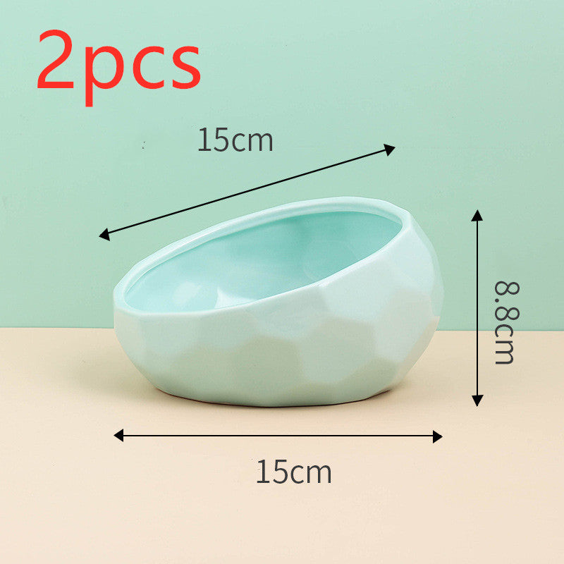 Tilted Ceramic Cat Bowl