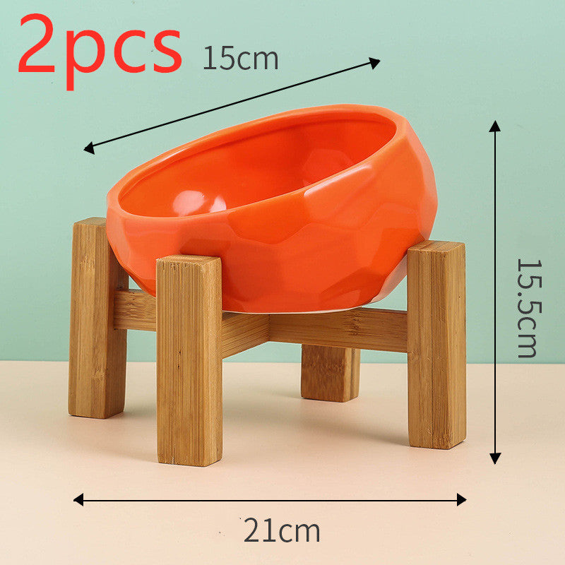 Tilted Ceramic Cat Bowl