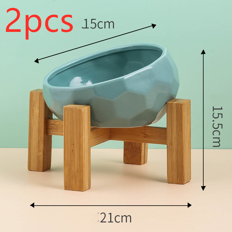 Tilted Ceramic Cat Bowl