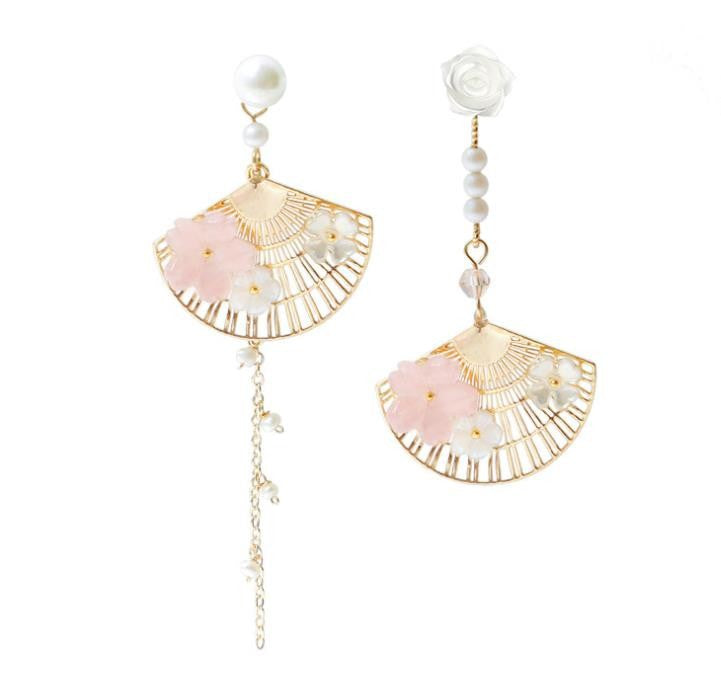 Chinese Fan Asymmetric Earrings