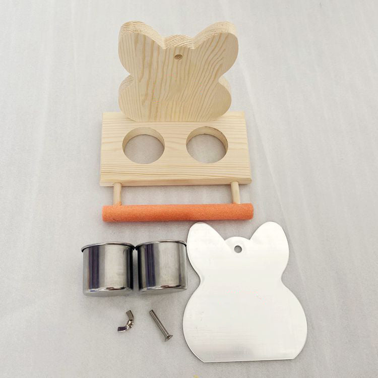 Parrot Perch with Food Cup & Mirror