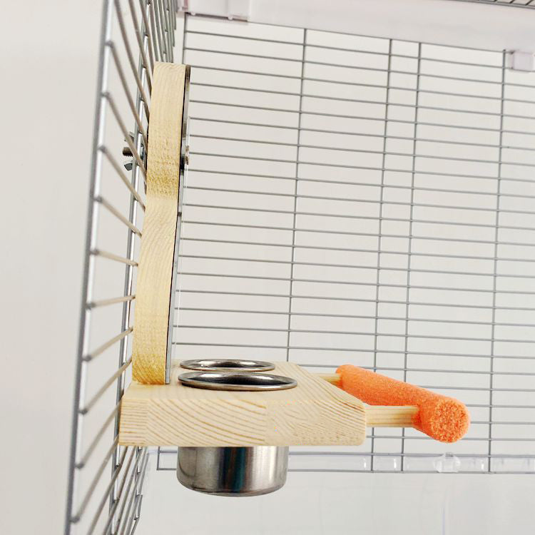 Parrot Perch with Food Cup & Mirror