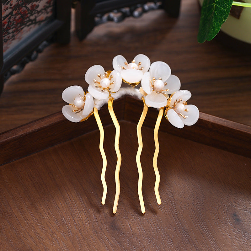 Handmade Pearl Flower Hairpin