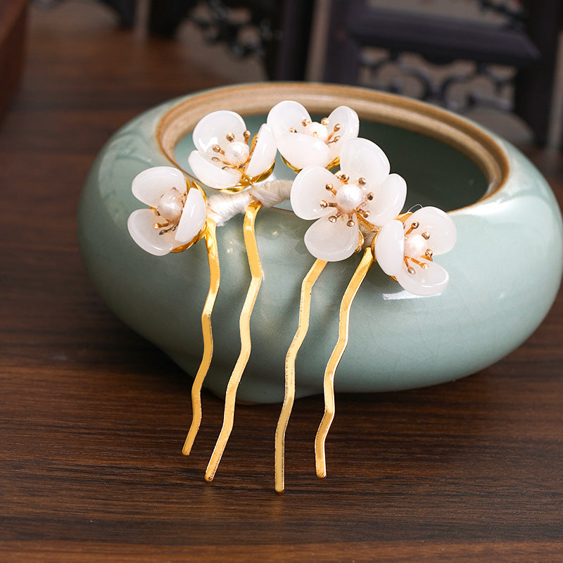 Handmade Pearl Flower Hairpin