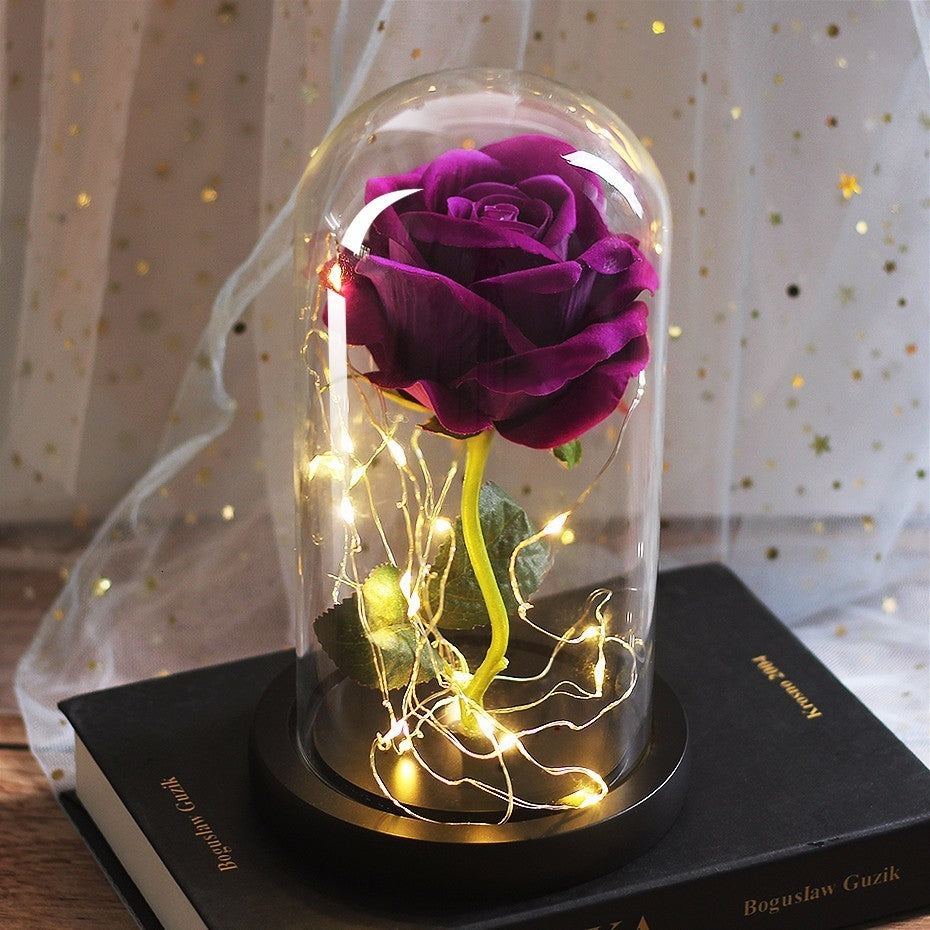 Eternal Rose in Glass Dome with LED Lights