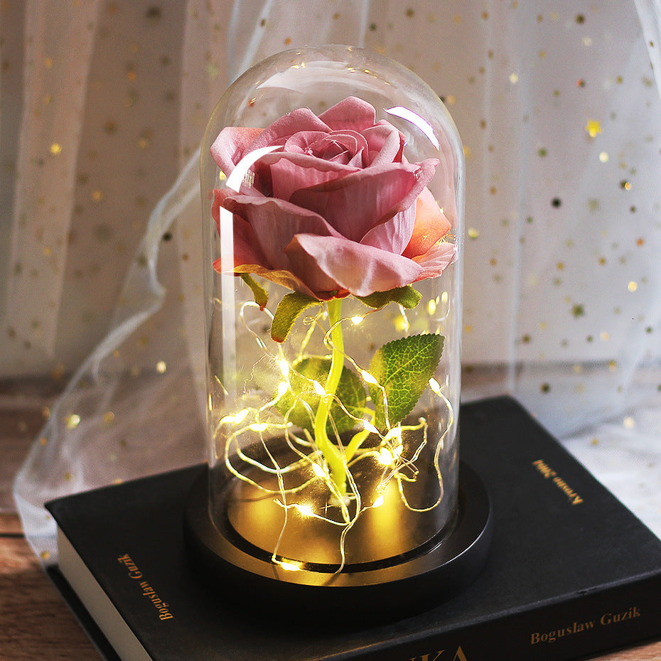 Eternal Rose in Glass Dome with LED Lights