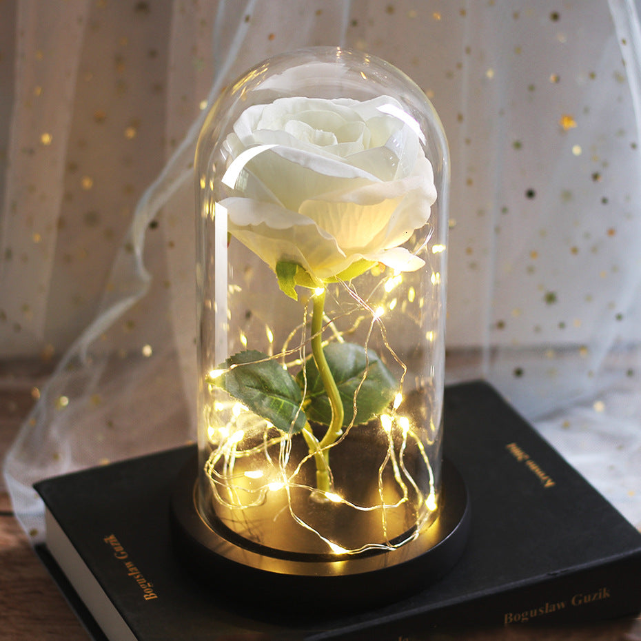 Eternal Rose in Glass Dome with LED Lights
