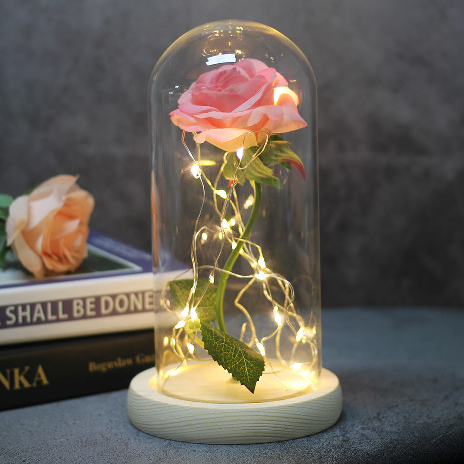 Eternal Rose in Glass Dome with LED Lights