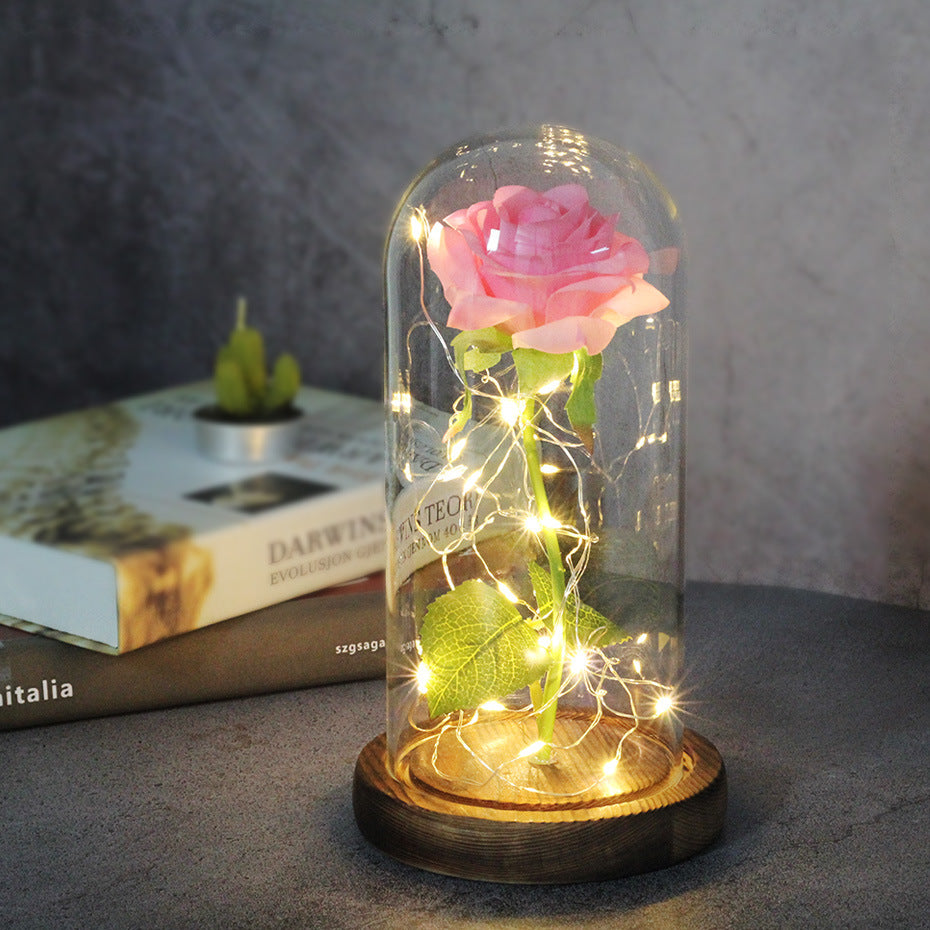 Eternal Rose in Glass Dome with LED Lights