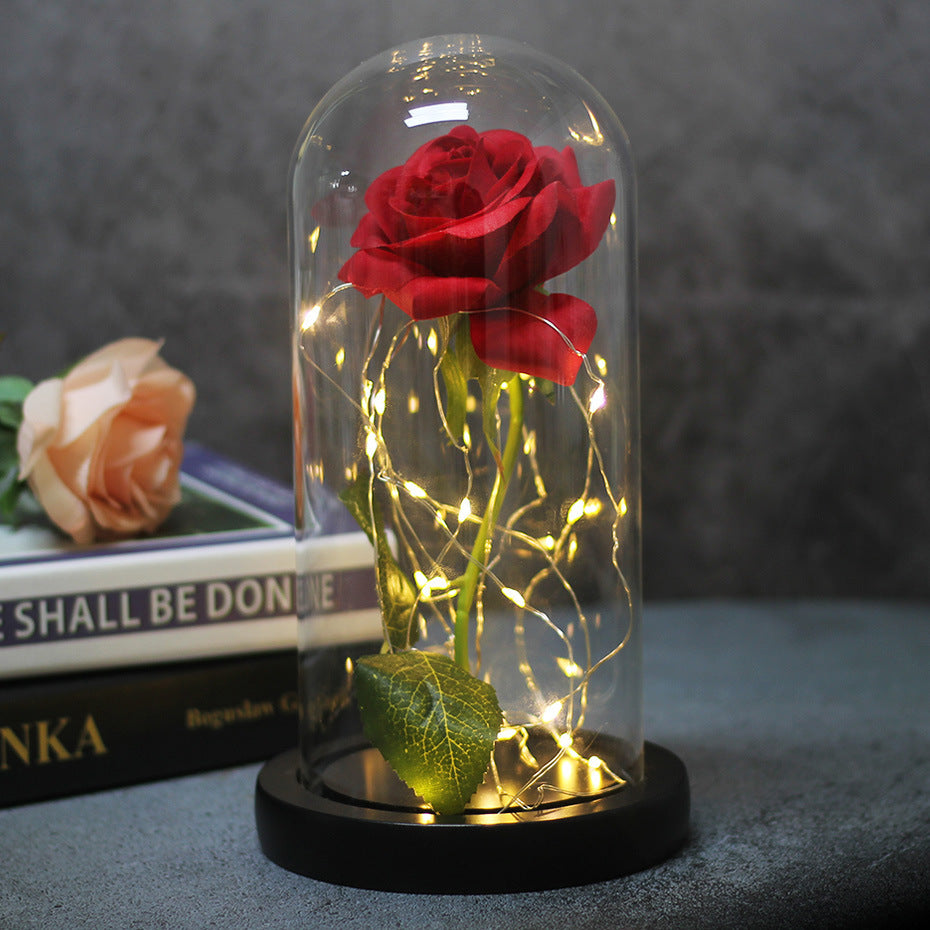 Eternal Rose in Glass Dome with LED Lights