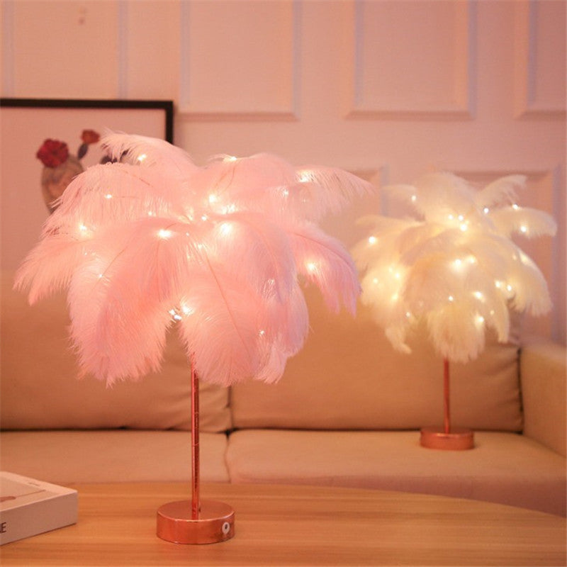 Feather Table Lamp with Remote