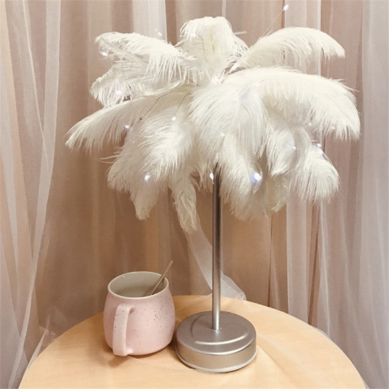 Feather Table Lamp with Remote