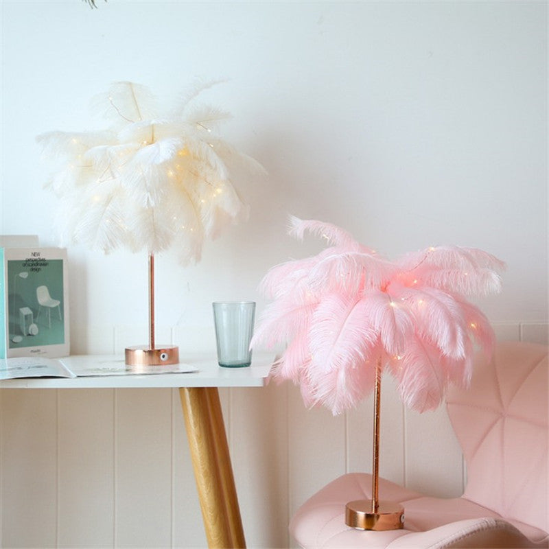 Feather Table Lamp with Remote