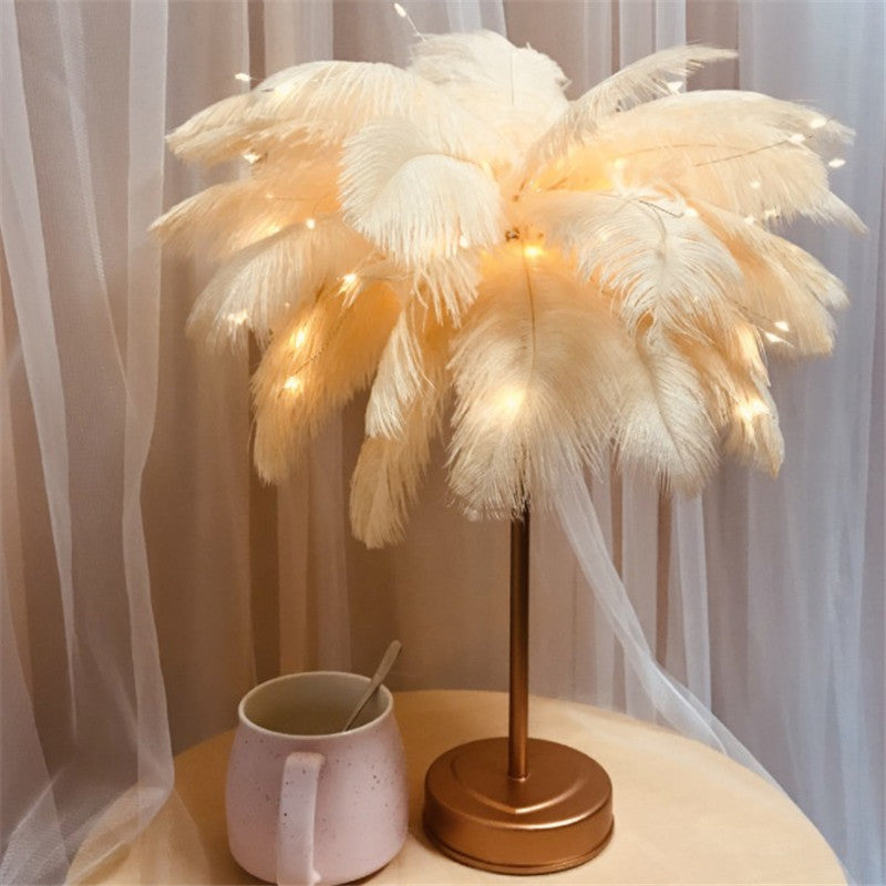Feather Table Lamp with Remote