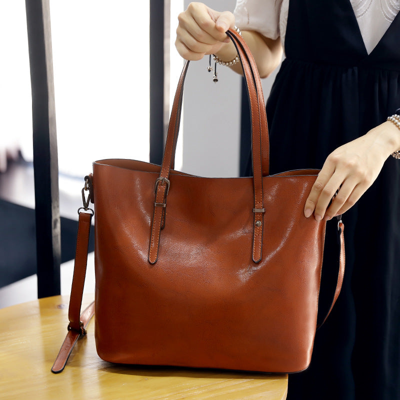 Oil-Wax Leather Tote Bag