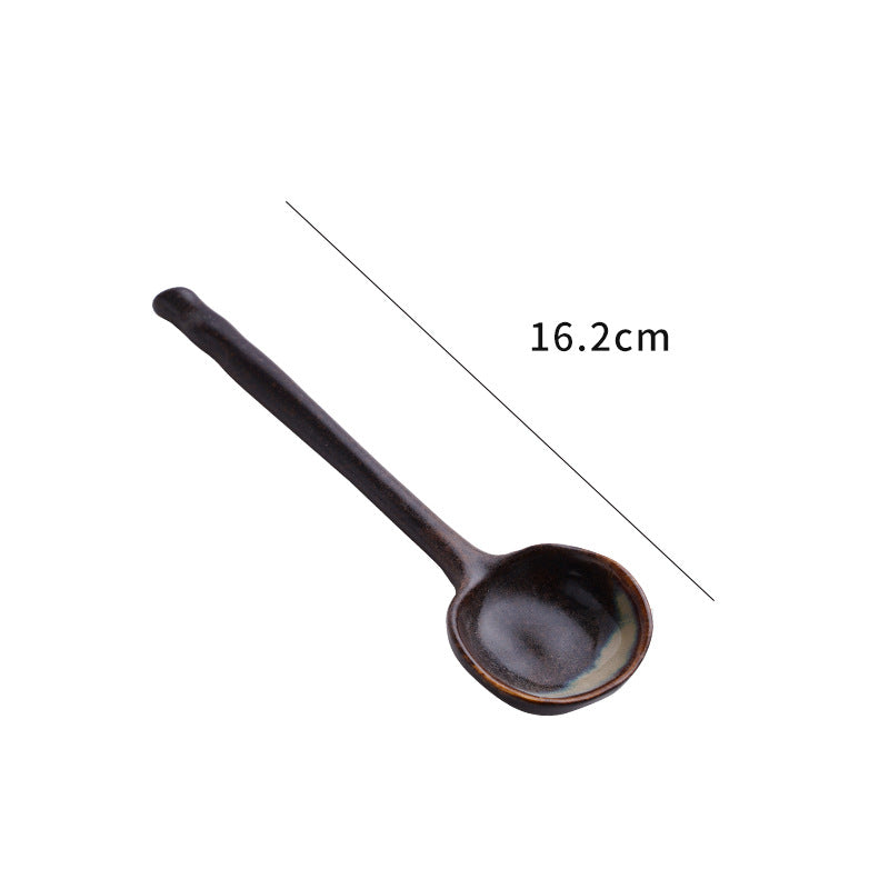 Glazed Ceramic Long-Handle Spoon
