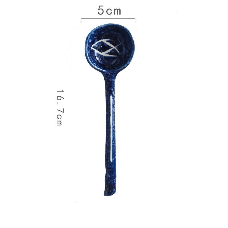 Glazed Ceramic Long-Handle Spoon