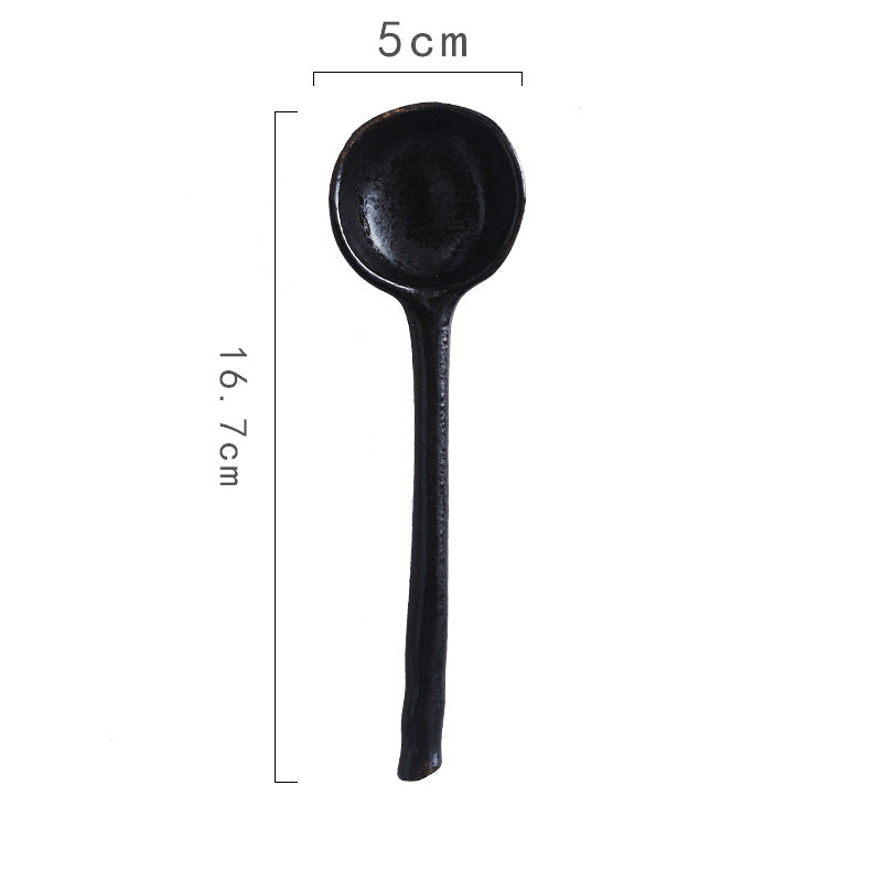 Glazed Ceramic Long-Handle Spoon