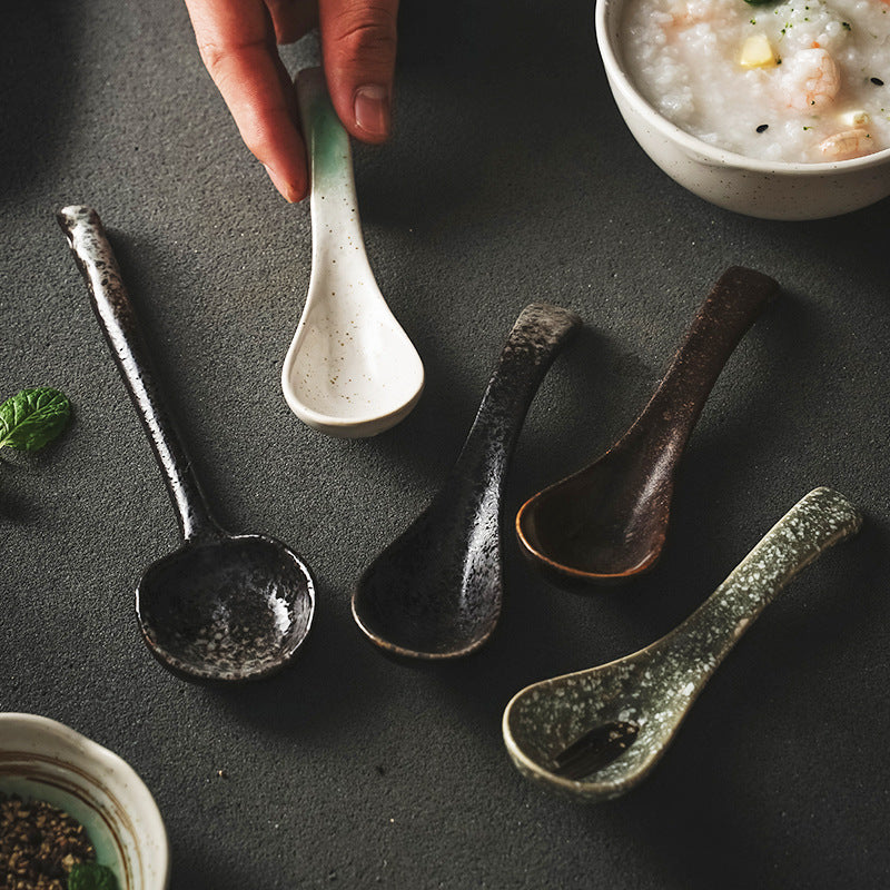 Glazed Ceramic Long-Handle Spoon