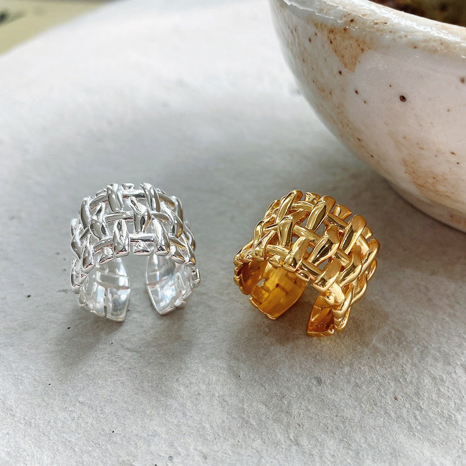 Woven Cross Wide Ring