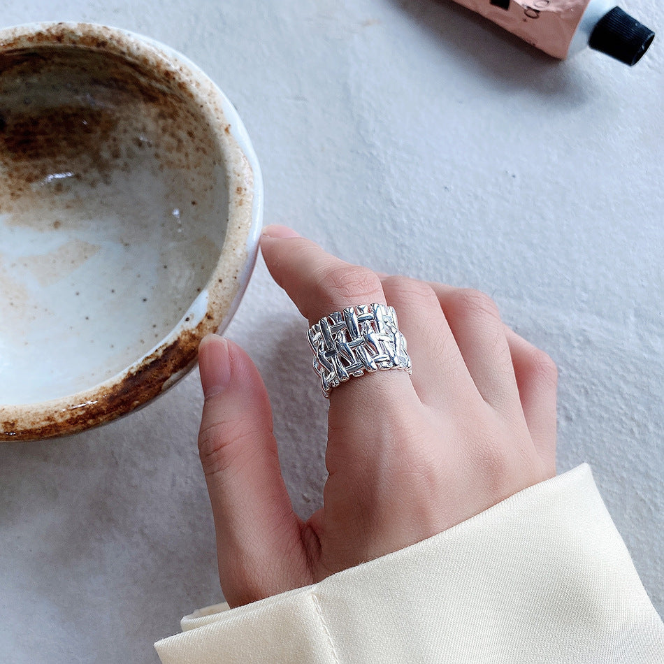 Woven Cross Wide Ring