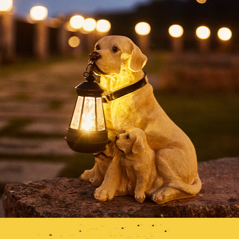 Solar Dog Statue Garden Light