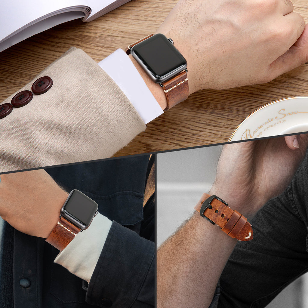 Oil-Wax Leather Smartwatch Band