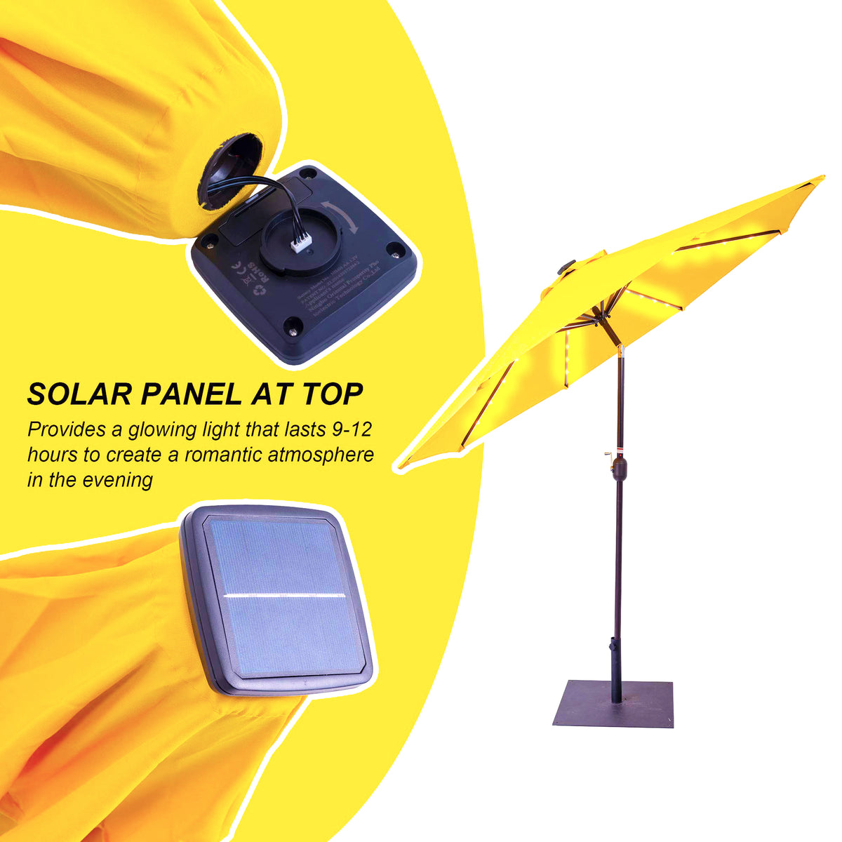 7 ft Solar LED Patio Umbrella