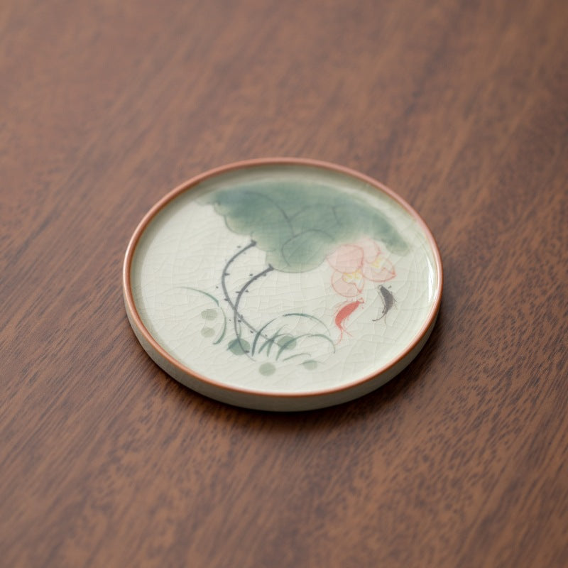 Hand-Painted Lotus Ceramic Coaster