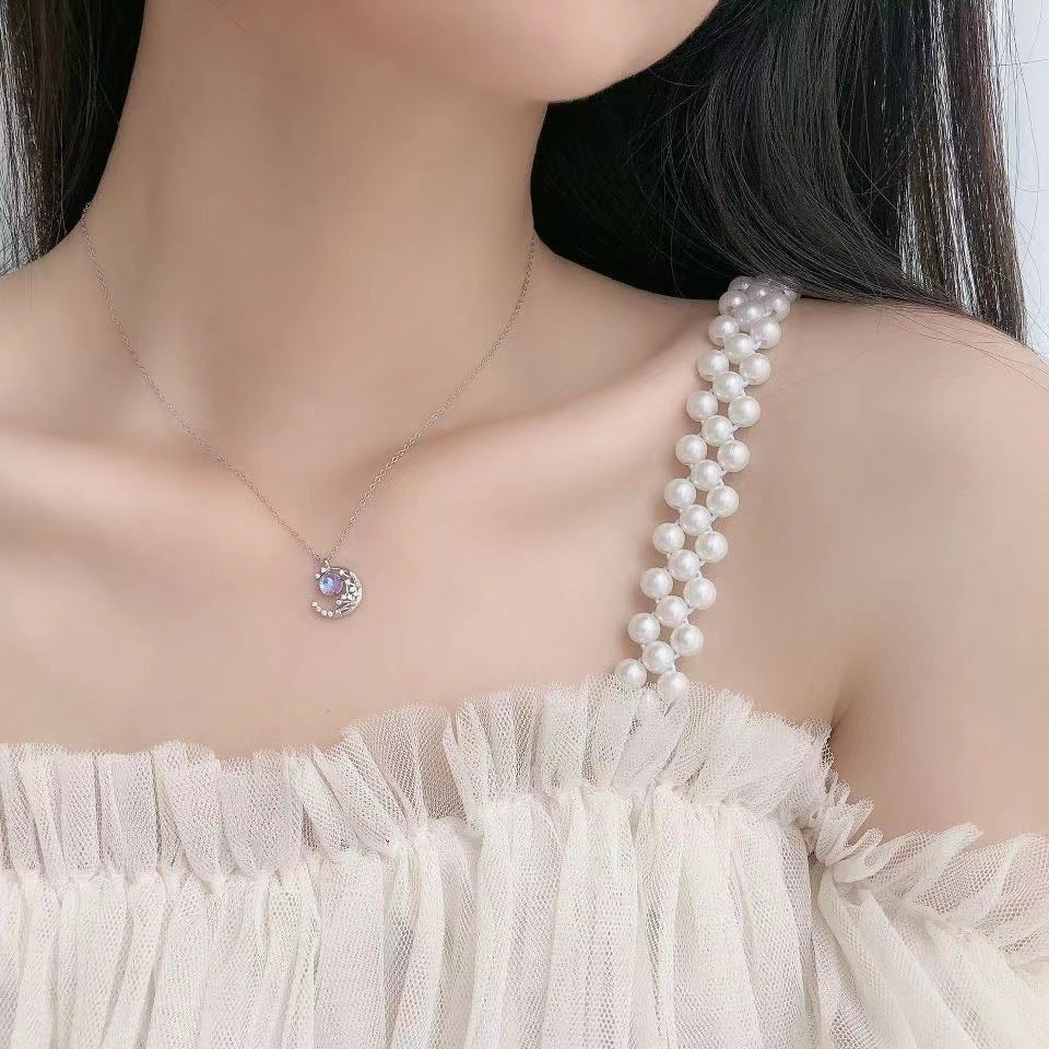 Crescent Moon Rhinestone Necklace
