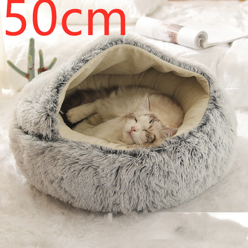 2-in-1 Plush Pet Bed & Cave