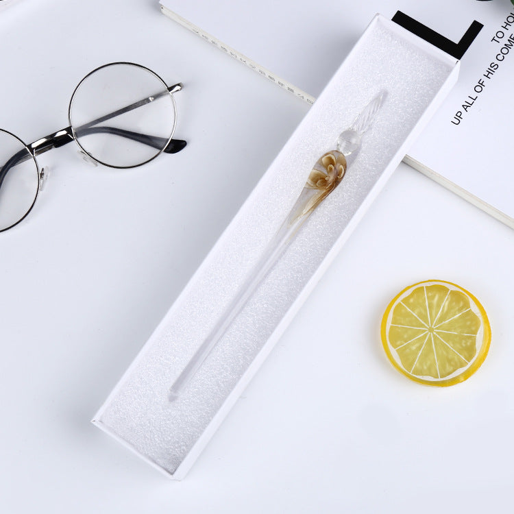 Crystal Flower Glass Dip Pen Set