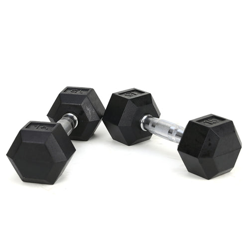 15 lb Rubber-Coated Cast Iron Dumbbell