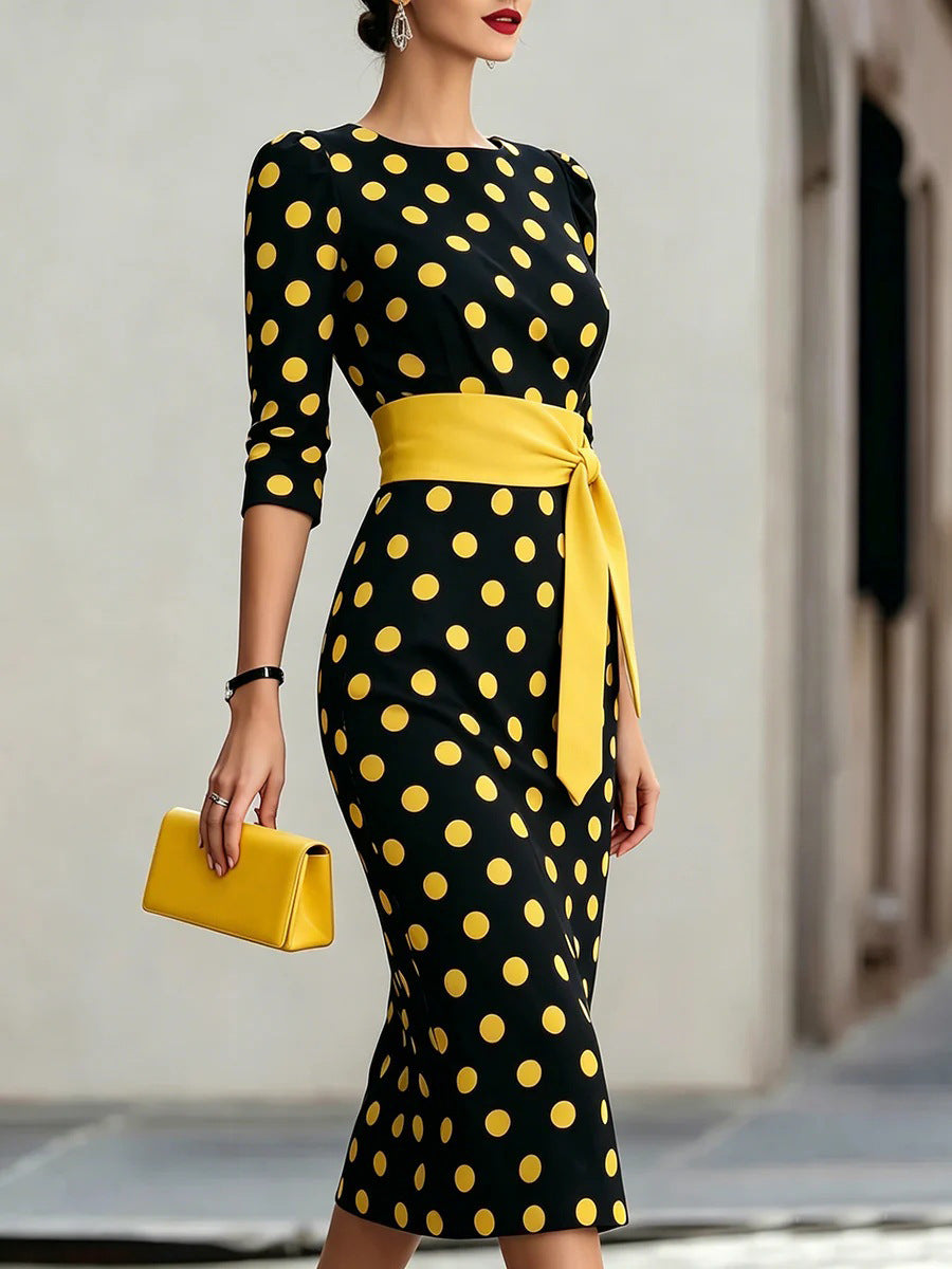 Women's Belted Midi Pencil Dress