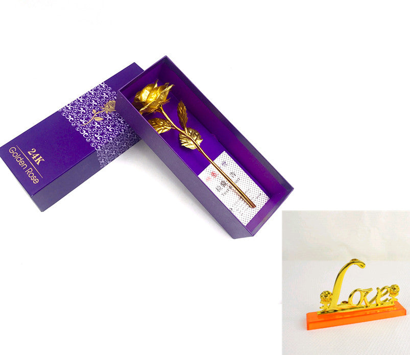 Gold-Foil Rose with Light-Up Stand
