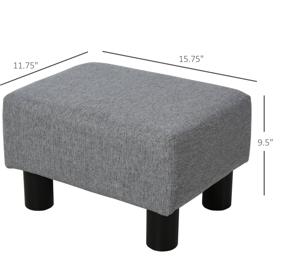 Linen Cube Ottoman Pouf
