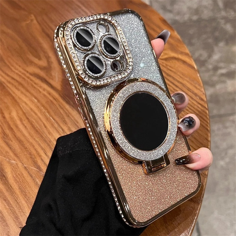 Glitter Case with Makeup Mirror Stand