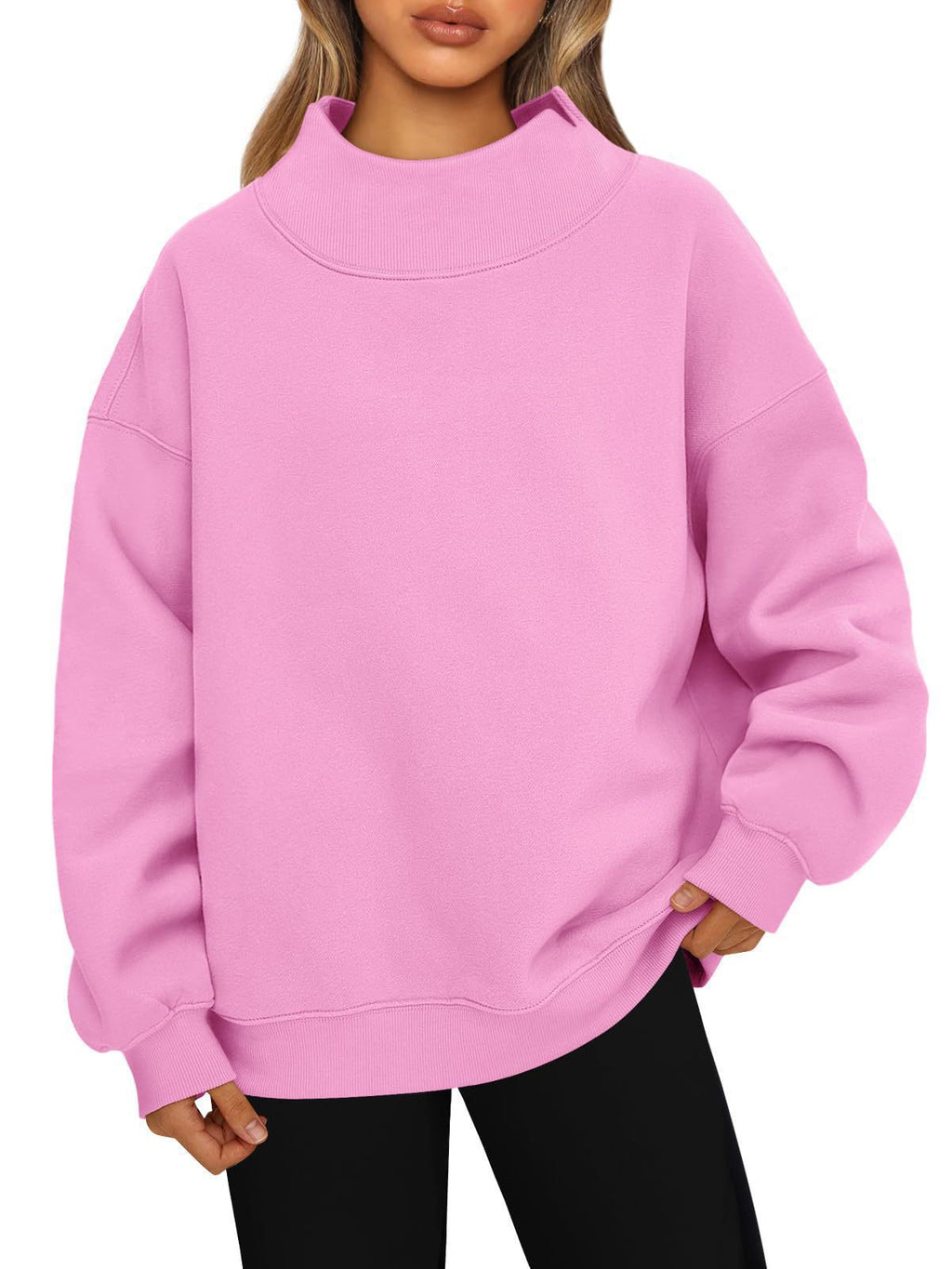 Fleece-Lined Mock-Neck Sweatshirt