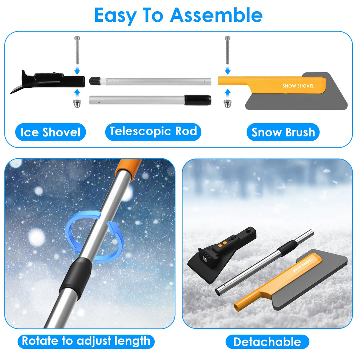 3-in-1 Snow Brush, Scraper & Shovel
