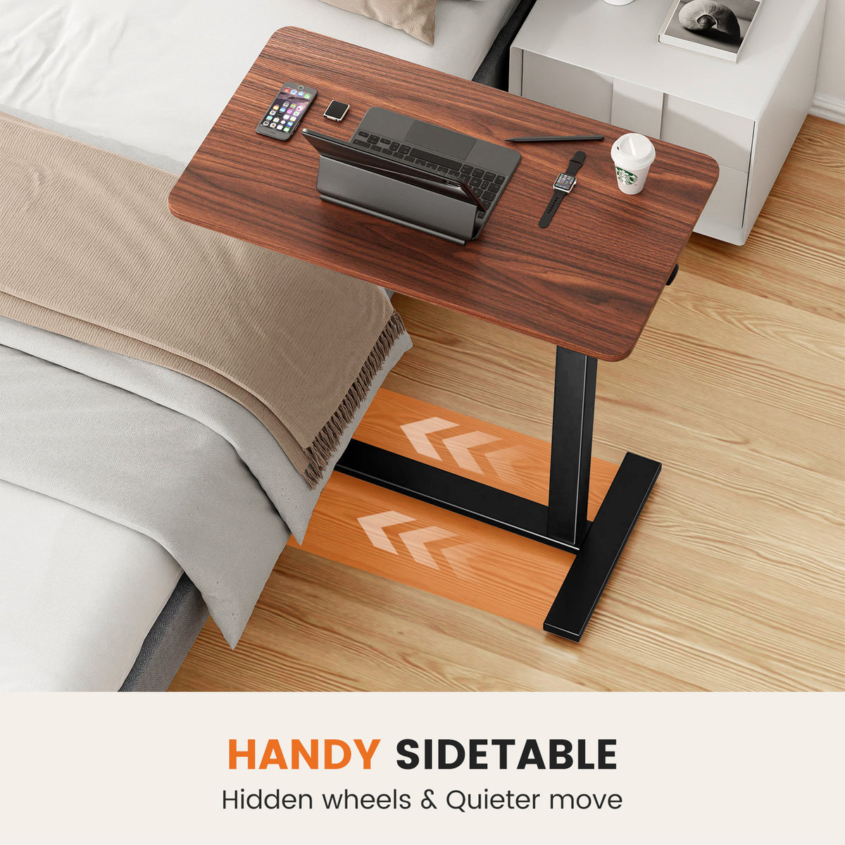 Rolling Height-Adjustable Laptop Table