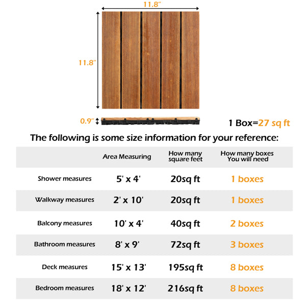 Interlocking Wood Deck Tiles (27 pcs)