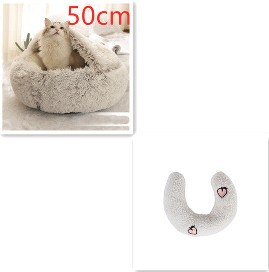 2-in-1 Plush Pet Bed & Cave