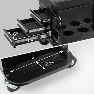 Rolling Mechanic Seat with 3 Drawers