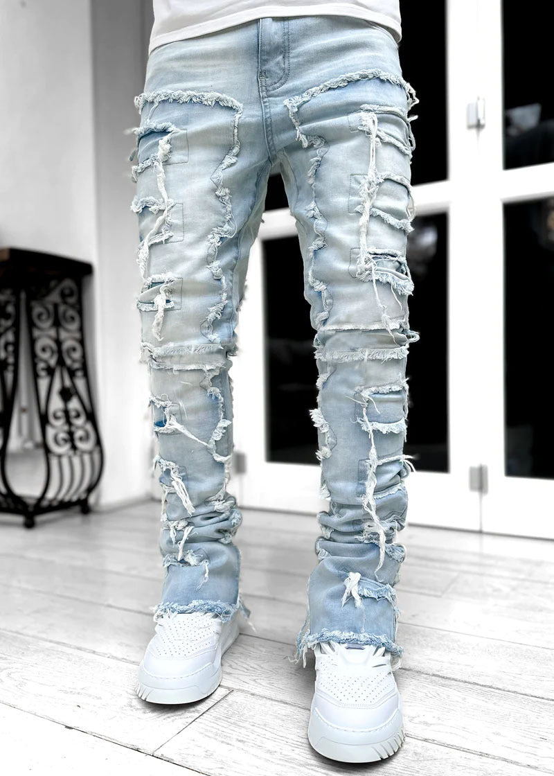 Men's Distressed Stacked Jeans