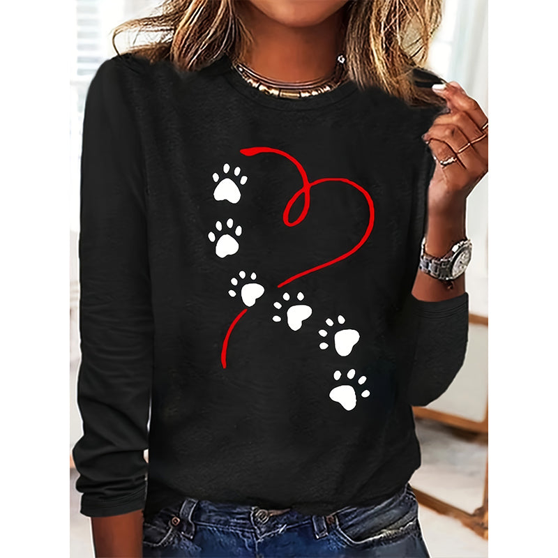 Heart & Paw Print Long-Sleeve Tee