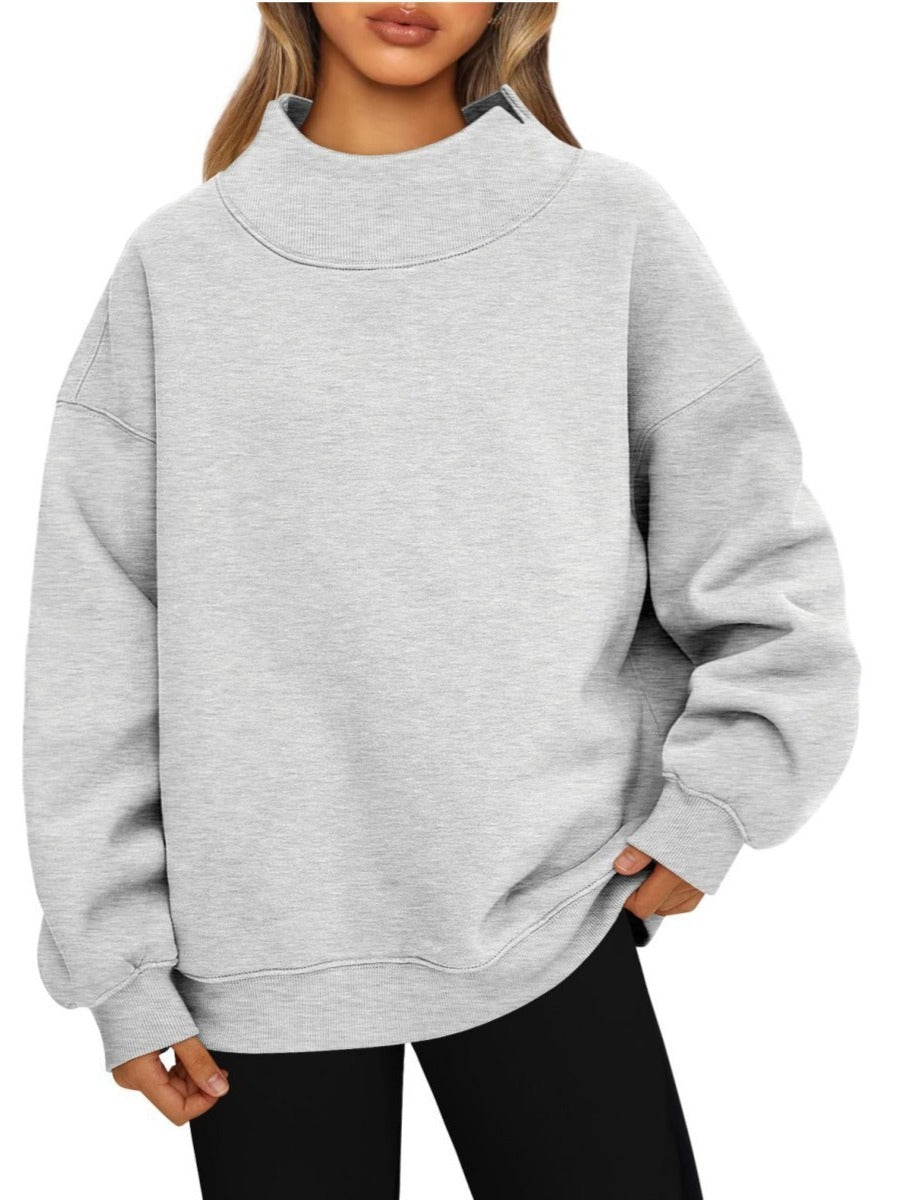 Fleece-Lined Mock-Neck Sweatshirt