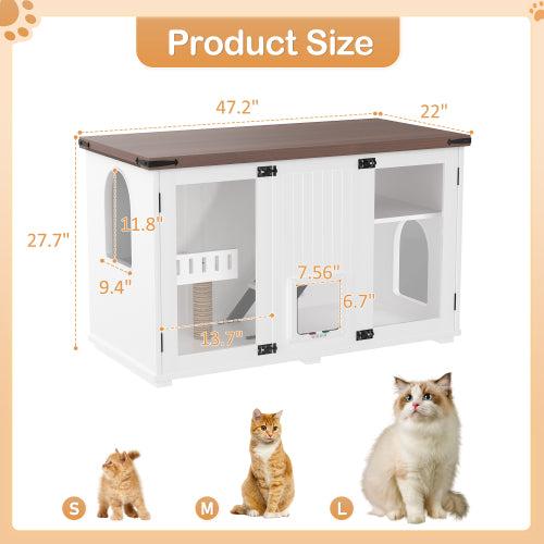 Hidden Litter Box Furniture with Cat Tree
