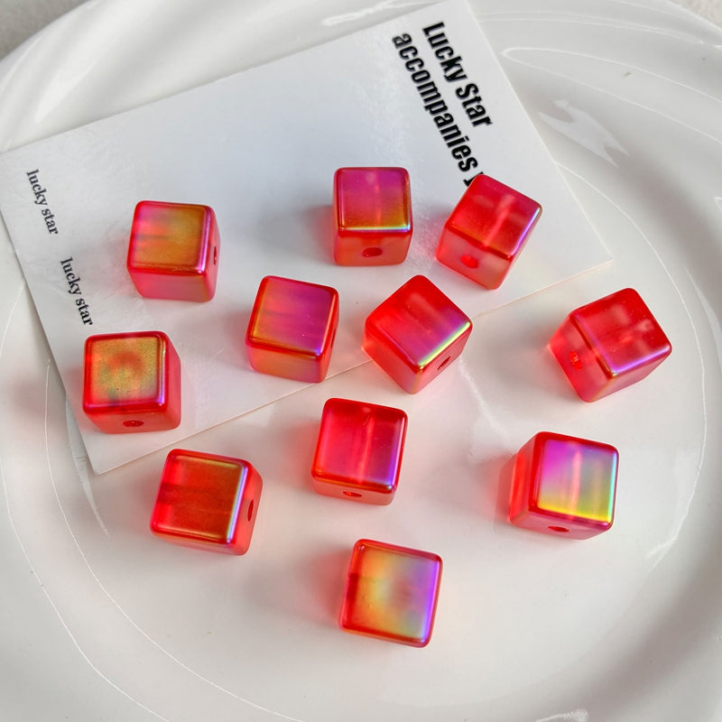 Iridescent Acrylic Cube Beads